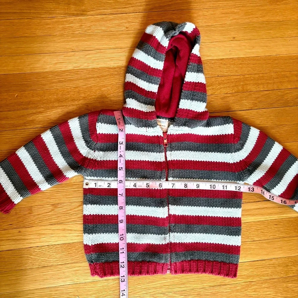 Gymboree Striped Cotton Knit Zip Up Hoodie Sweater 12-18 Months Vintage 2000s